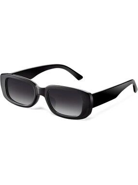 Women's Black Gradual Trendy Rectangle  Protection Cool Square Frame Sun Glasses
